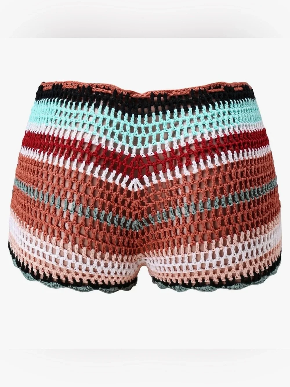 Crochet Tie-Waist Multicolor cover up cheeky shorts